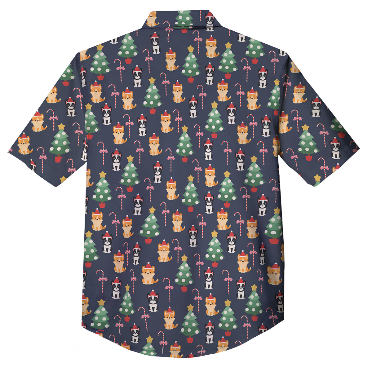 Boston Terrier And Corgi Christmas Print Button Up Shirt-grizzshop