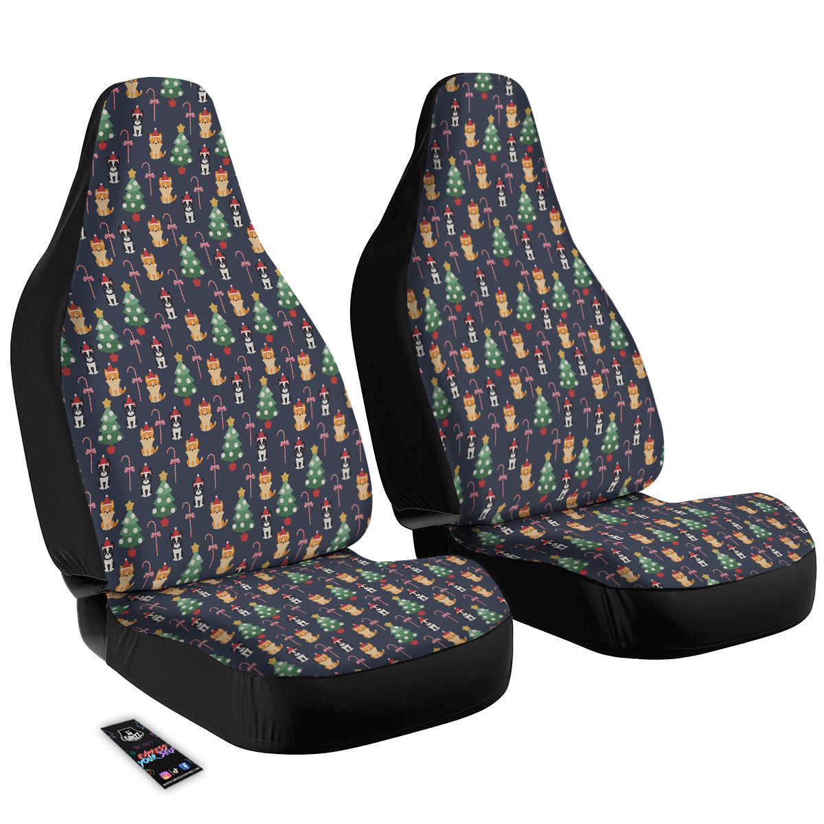 Boston Terrier And Corgi Christmas Print Car Seat Covers-grizzshop