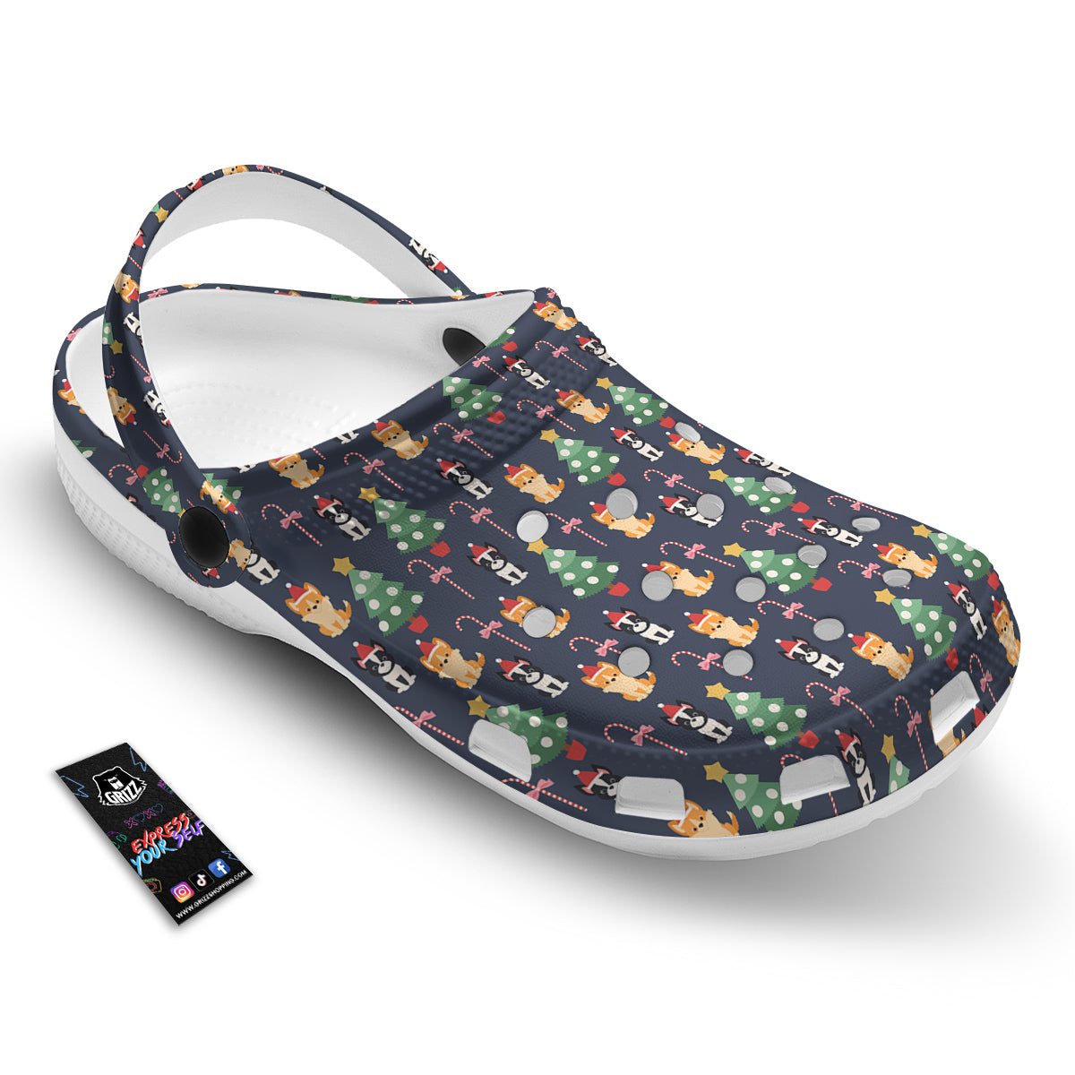Boston Terrier And Corgi Christmas Print Clog-grizzshop