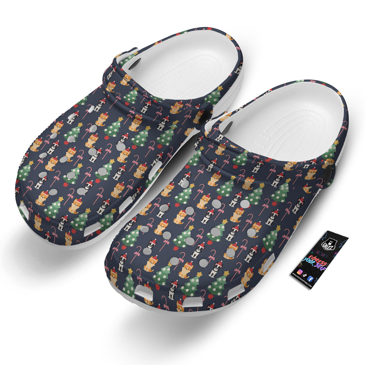 Boston Terrier And Corgi Christmas Print Clog-grizzshop