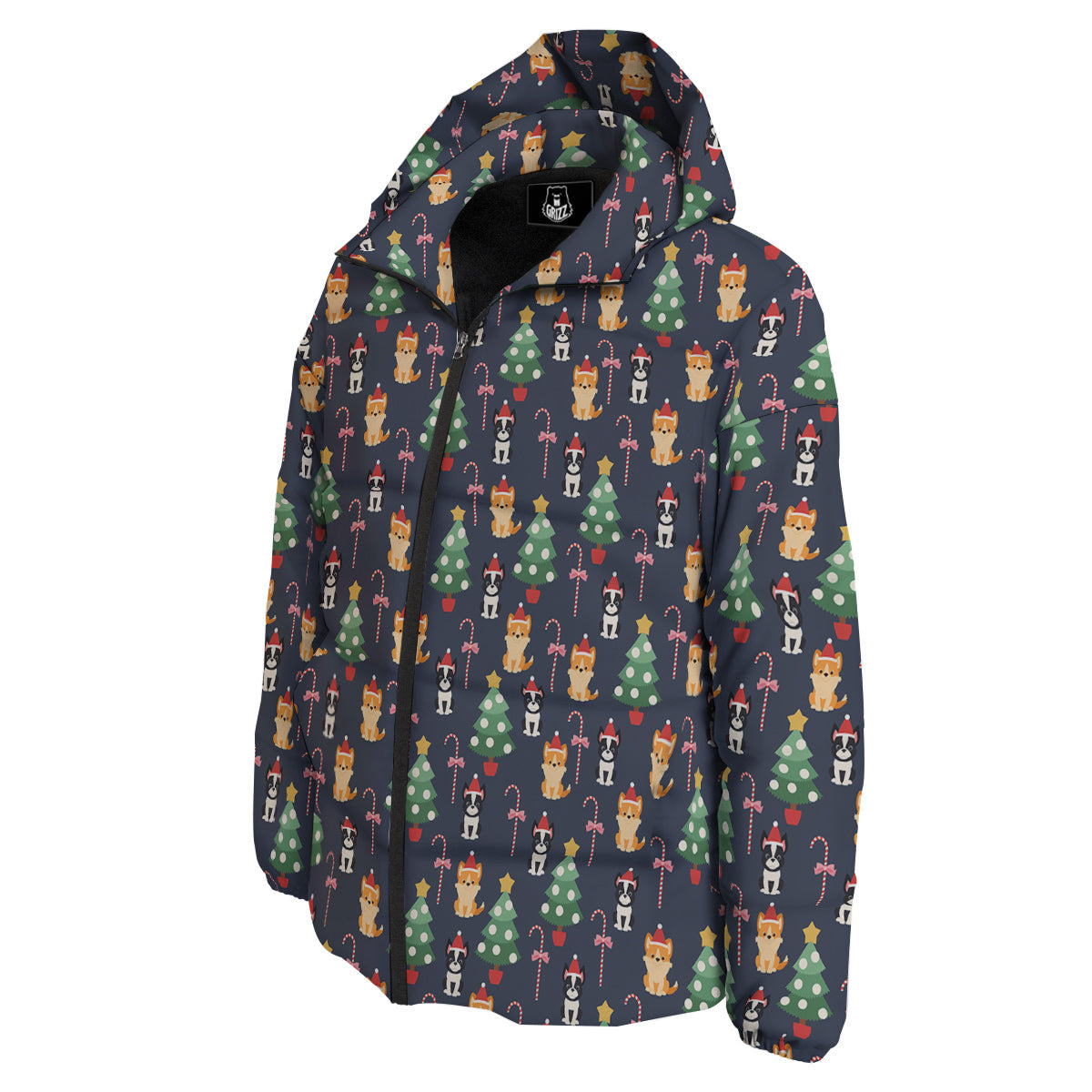 Boston Terrier And Corgi Christmas Print Down Jacket-grizzshop