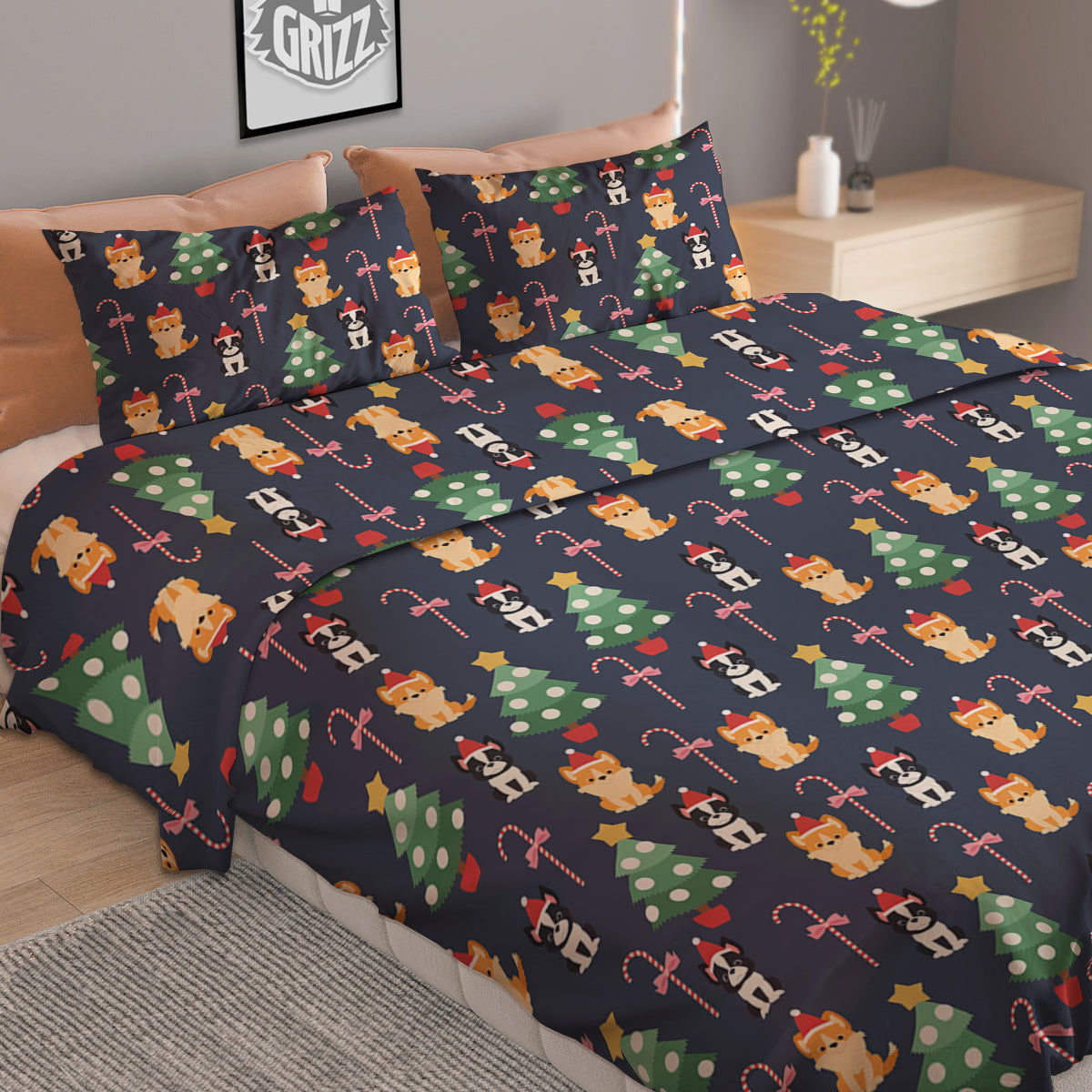 Buffalo Check White And Green Print Duvet Cover Bedding Set