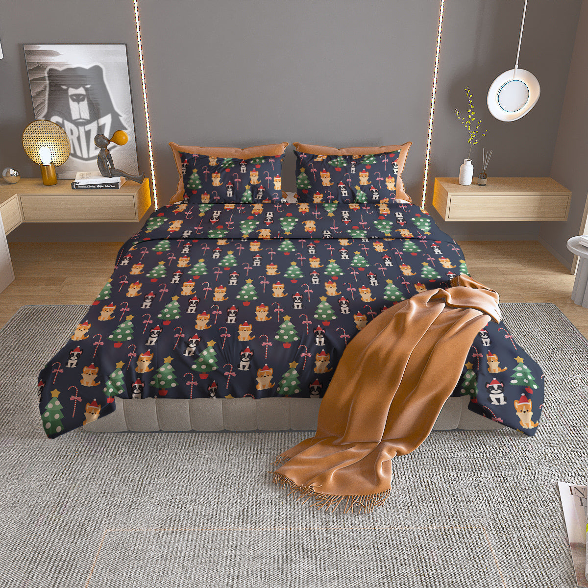 Buffalo Check White And Green Print Duvet Cover Bedding Set