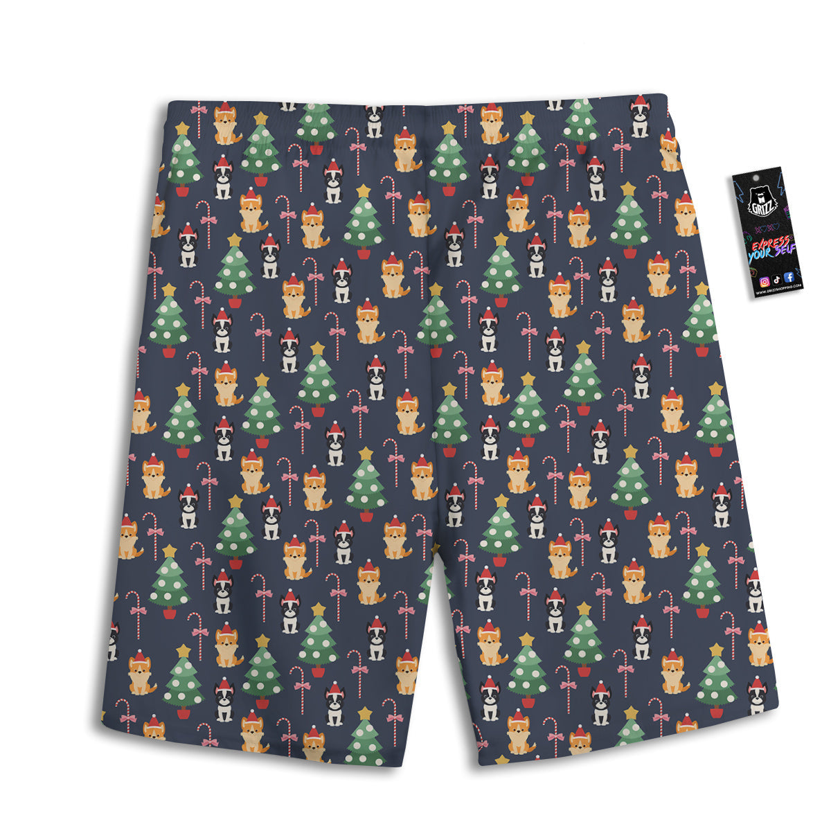 Boston Terrier And Corgi Christmas Print Men's Athletic Shorts