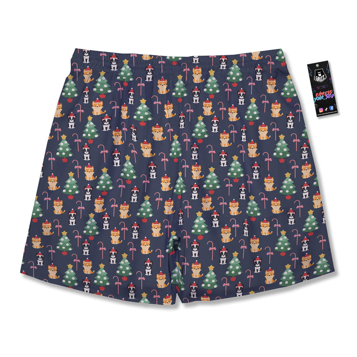 Boston Terrier And Corgi Christmas Print Men's Running Shorts-grizzshop