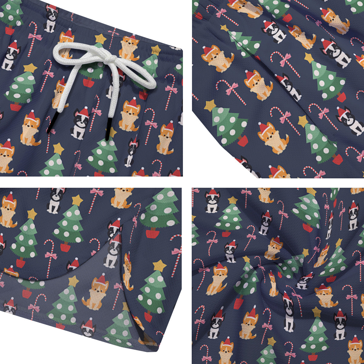 Boston Terrier And Corgi Christmas Print Men's Running Shorts-grizzshop