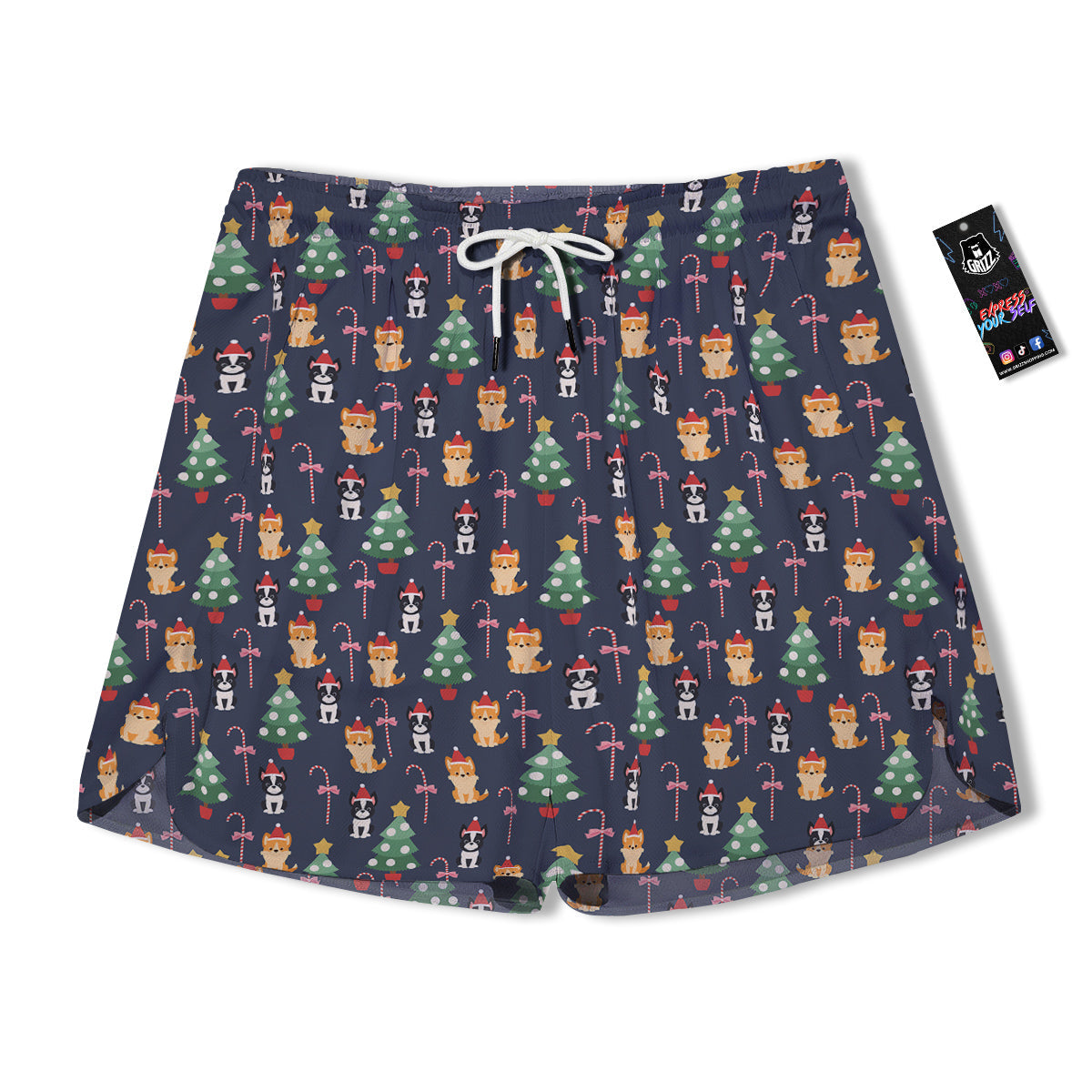 Boston Terrier And Corgi Christmas Print Men's Running Shorts-grizzshop