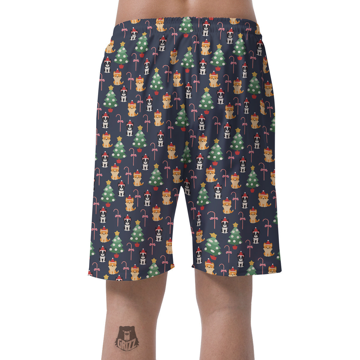 Boston Terrier And Corgi Christmas Print Men's Shorts-grizzshop