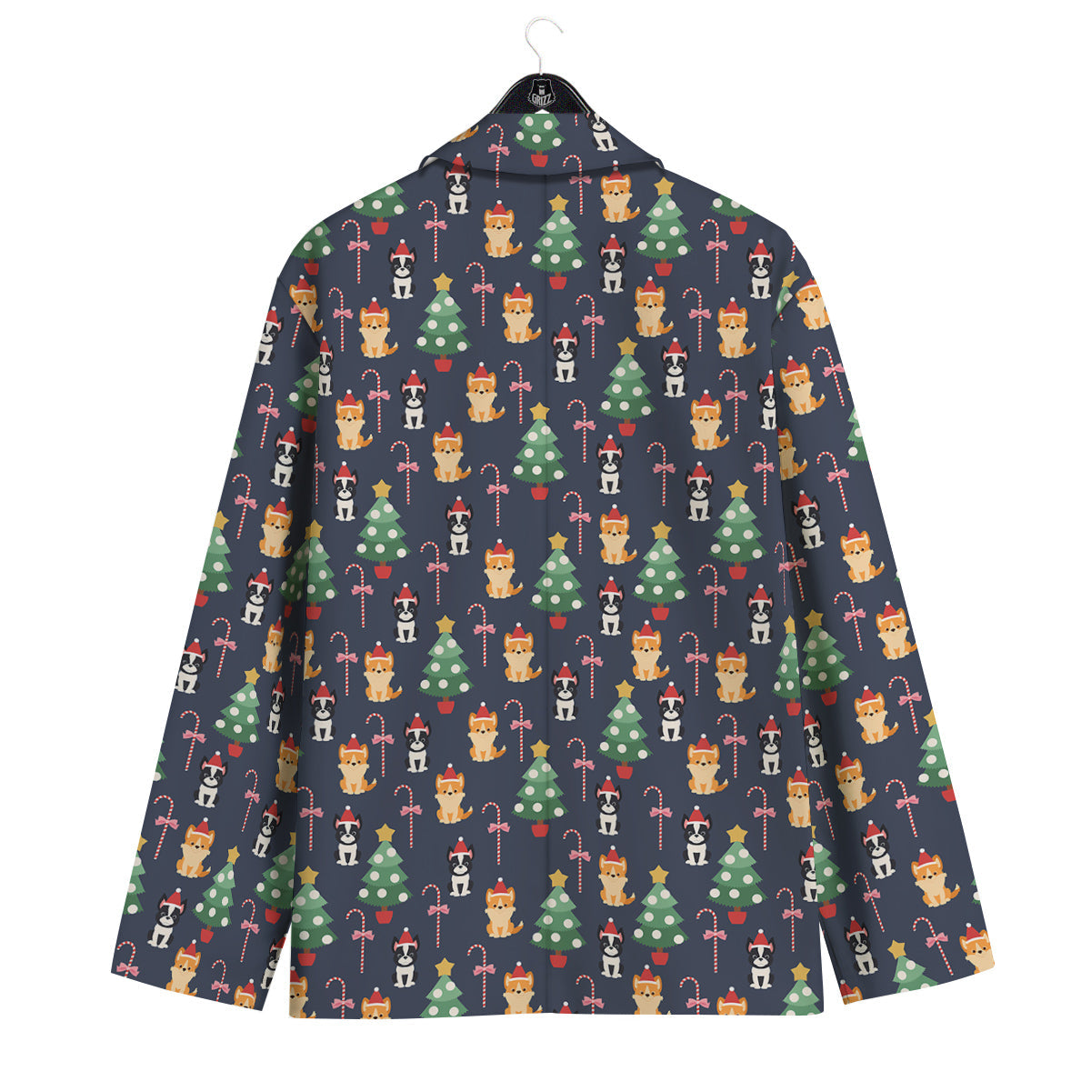 Boston Terrier And Corgi Christmas Print Men's Sport Coat-grizzshop