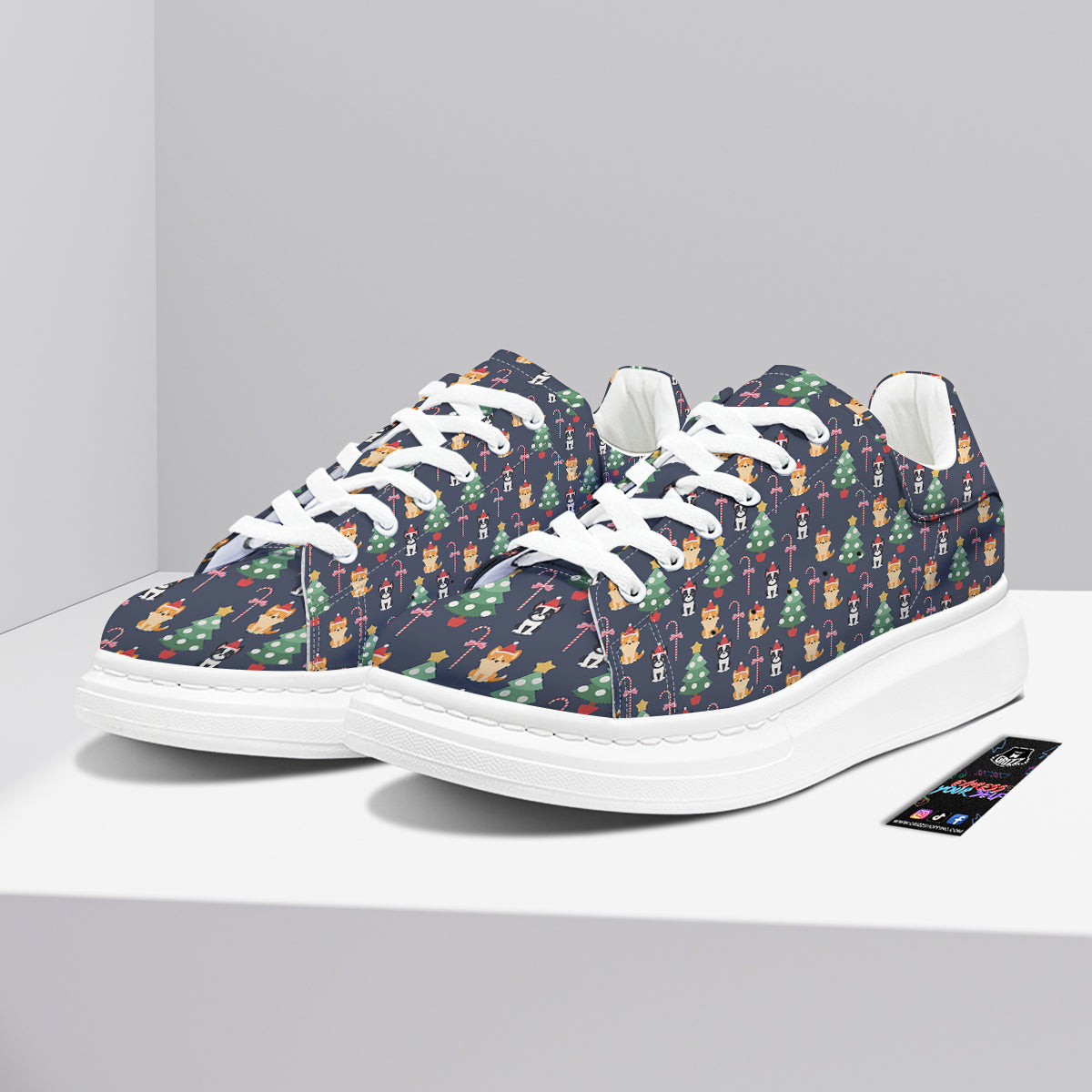Boston Terrier And Corgi Christmas Print Platform Shoes-grizzshop