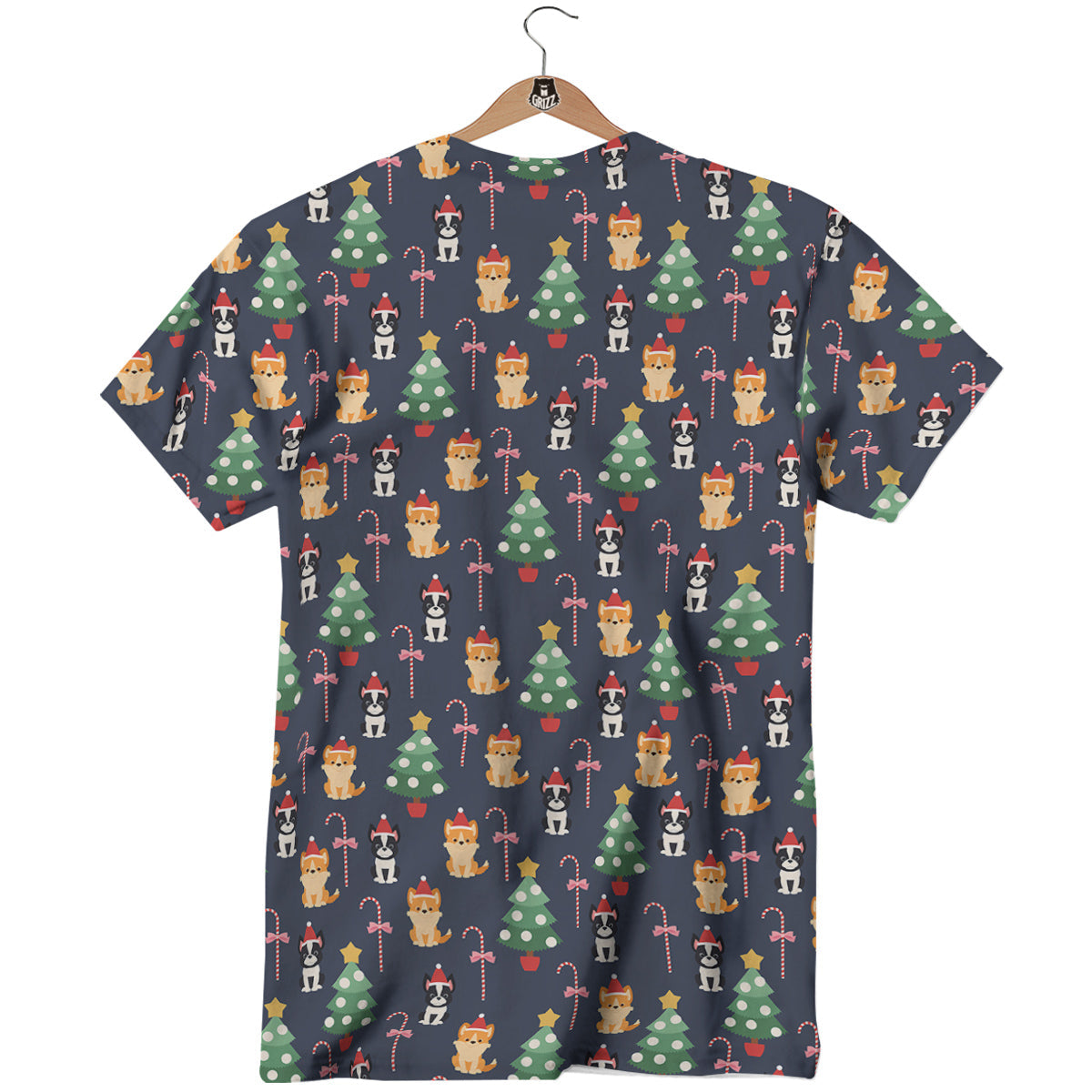 Boston Terrier And Corgi Christmas Print T-Shirt-grizzshop