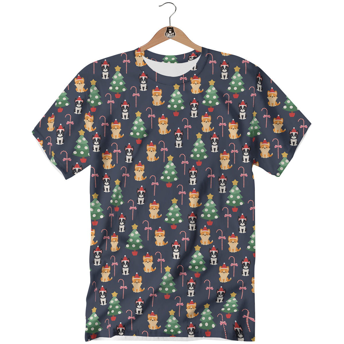 Boston Terrier And Corgi Christmas Print T-Shirt-grizzshop