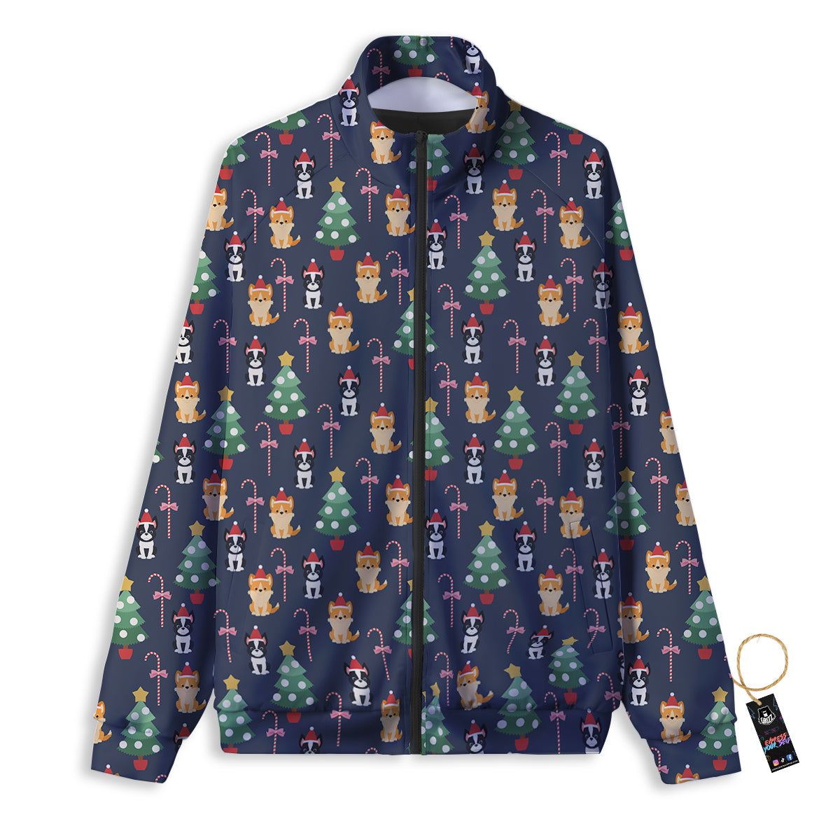 Boston Terrier And Corgi Christmas Print Track Jacket-grizzshop