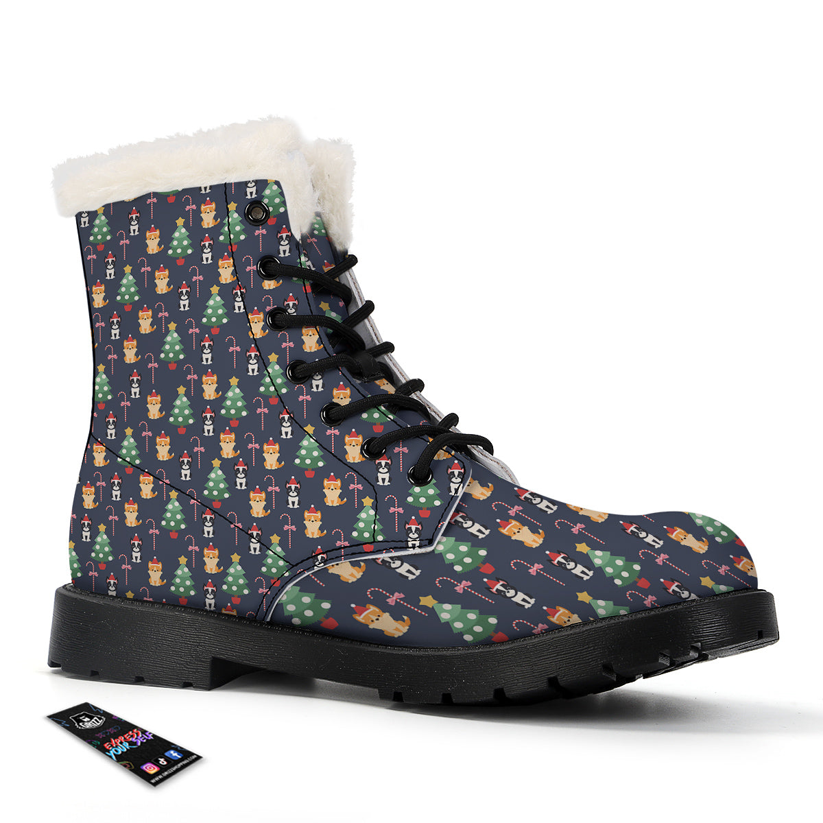 Boston Terrier And Corgi Christmas Print Winter Boots-grizzshop