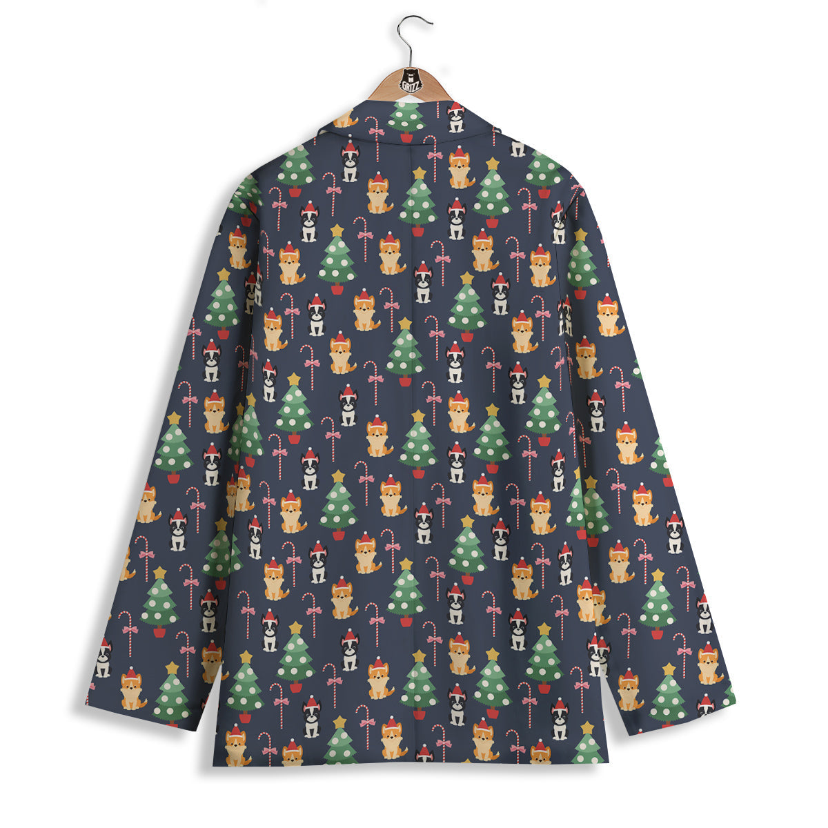 Boston Terrier And Corgi Christmas Print Women's Blazer-grizzshop