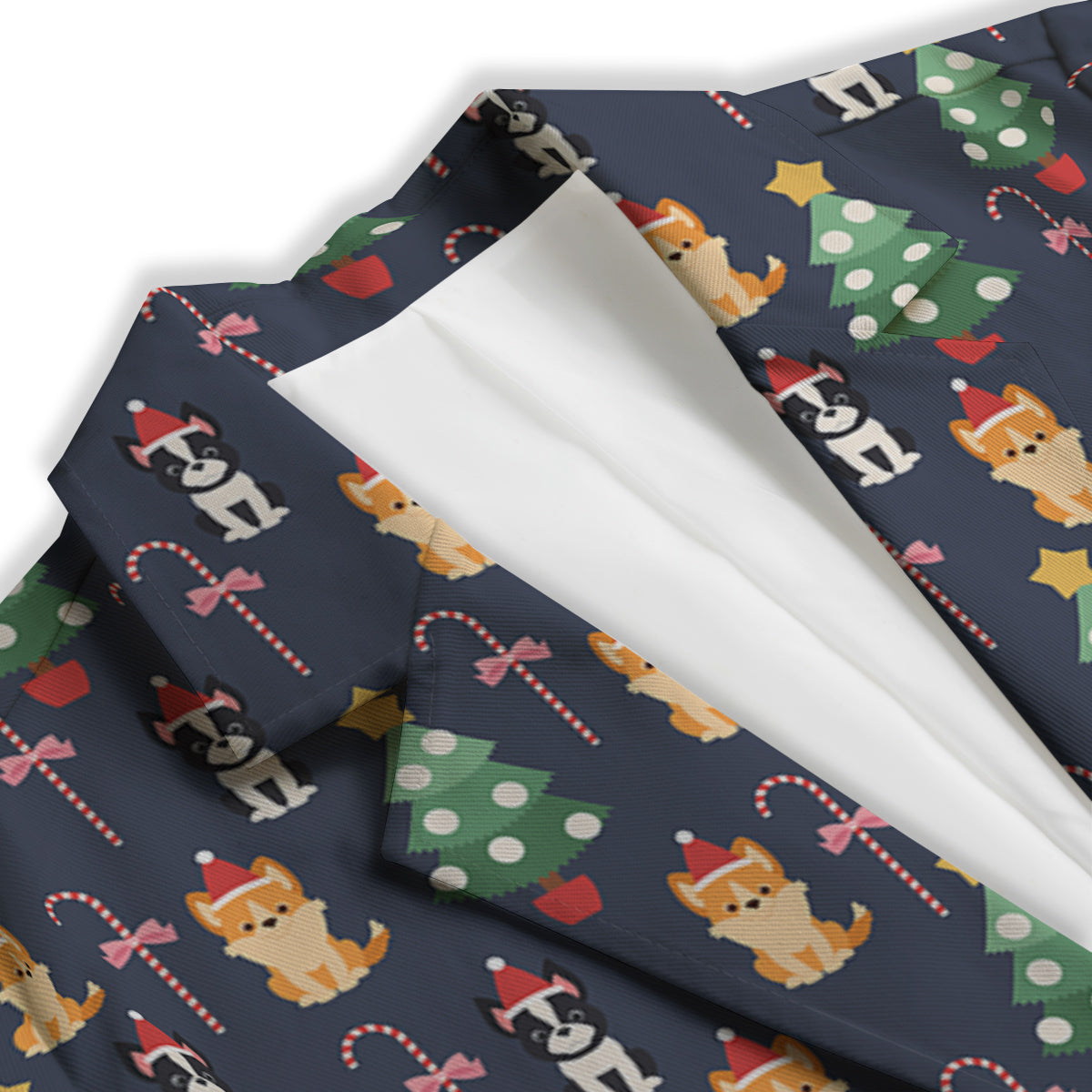 Boston Terrier And Corgi Christmas Print Women's Blazer-grizzshop