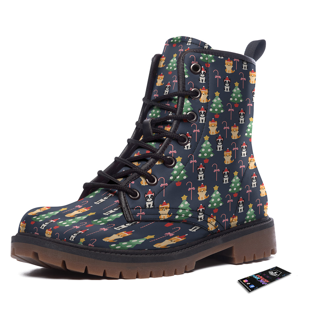 Boston Terrier And Corgi Christmas Print Work Boots-grizzshop