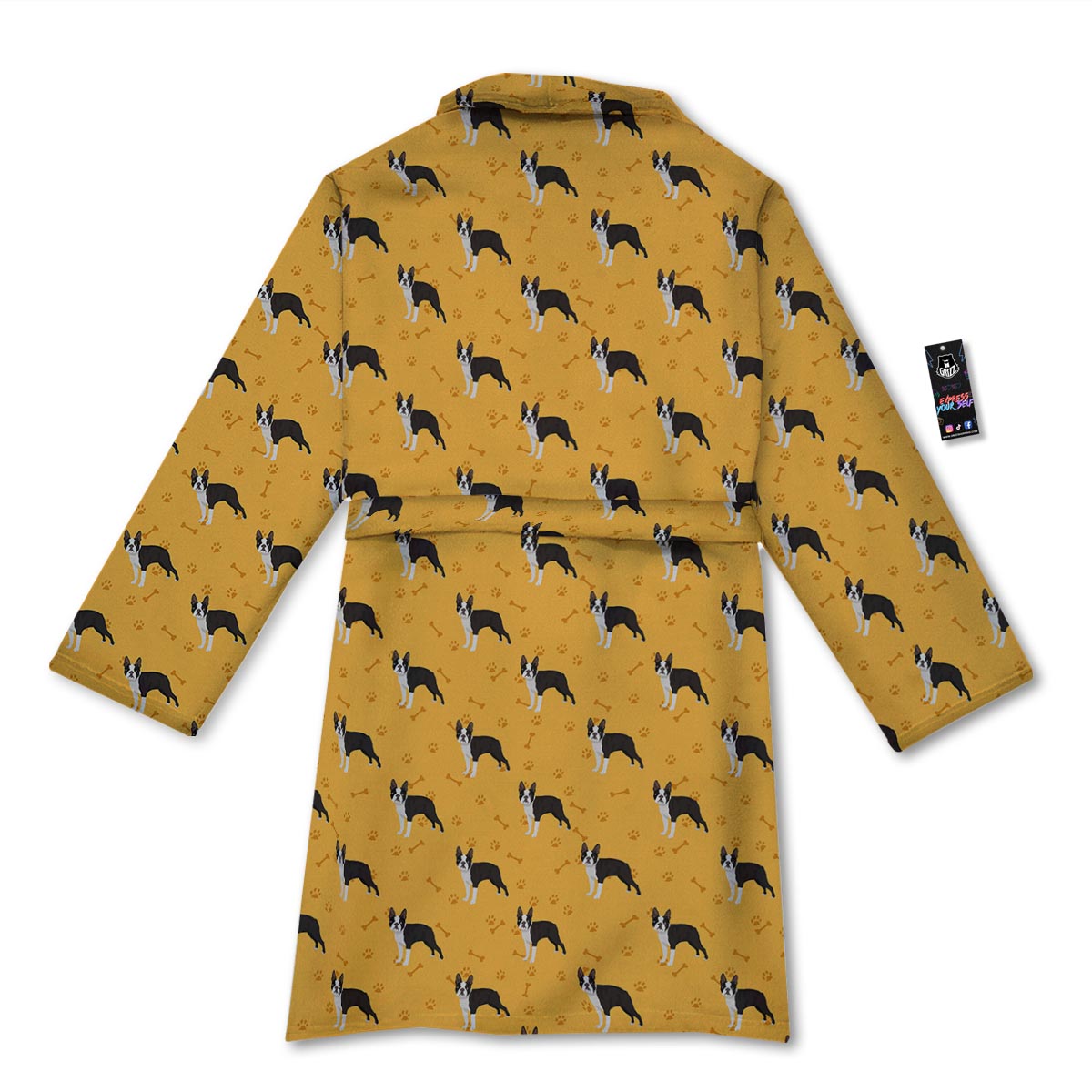 Boston Terrier Cartoon Print Pattern Bathrobe-grizzshop