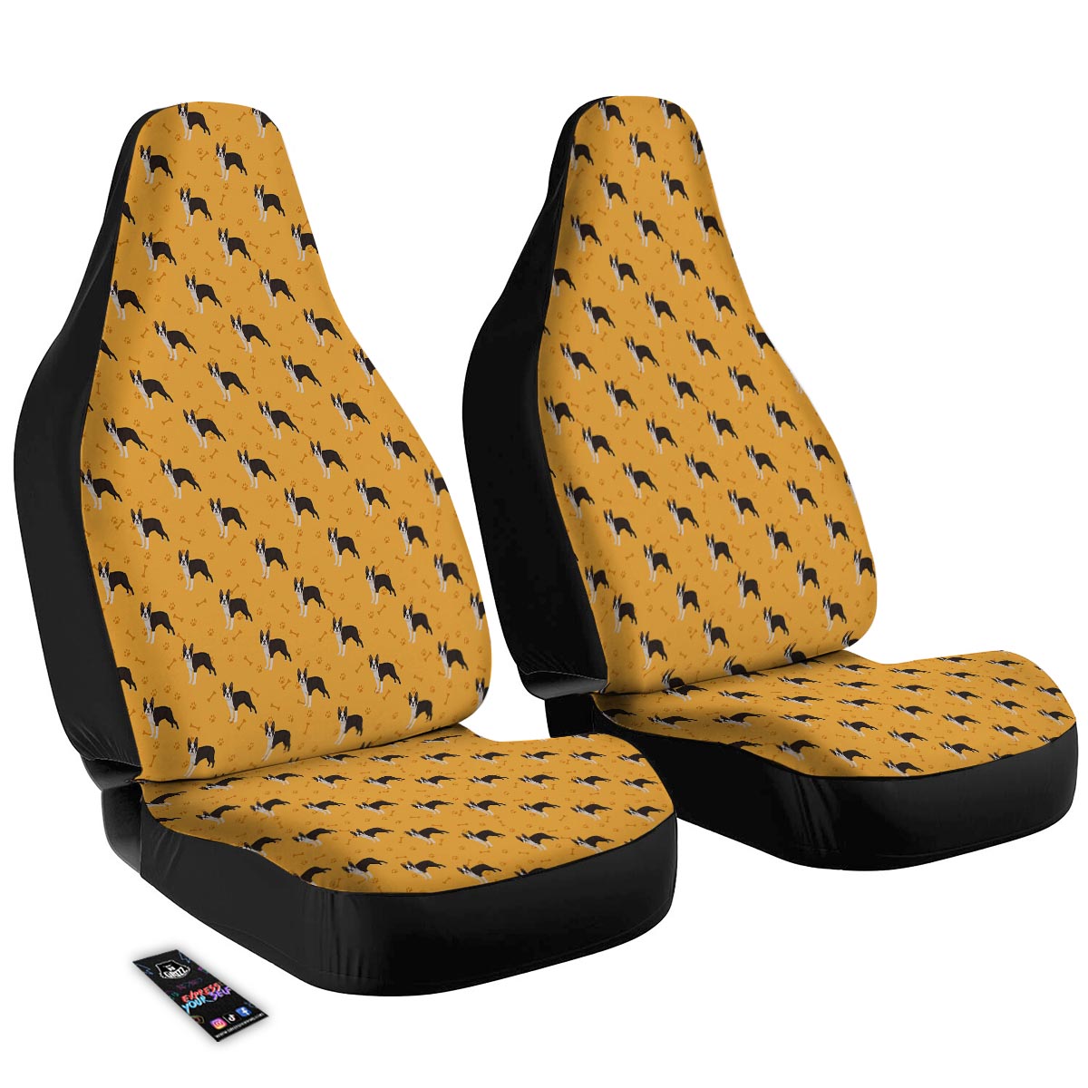 Boston Terrier Cartoon Print Pattern Car Seat Covers-grizzshop