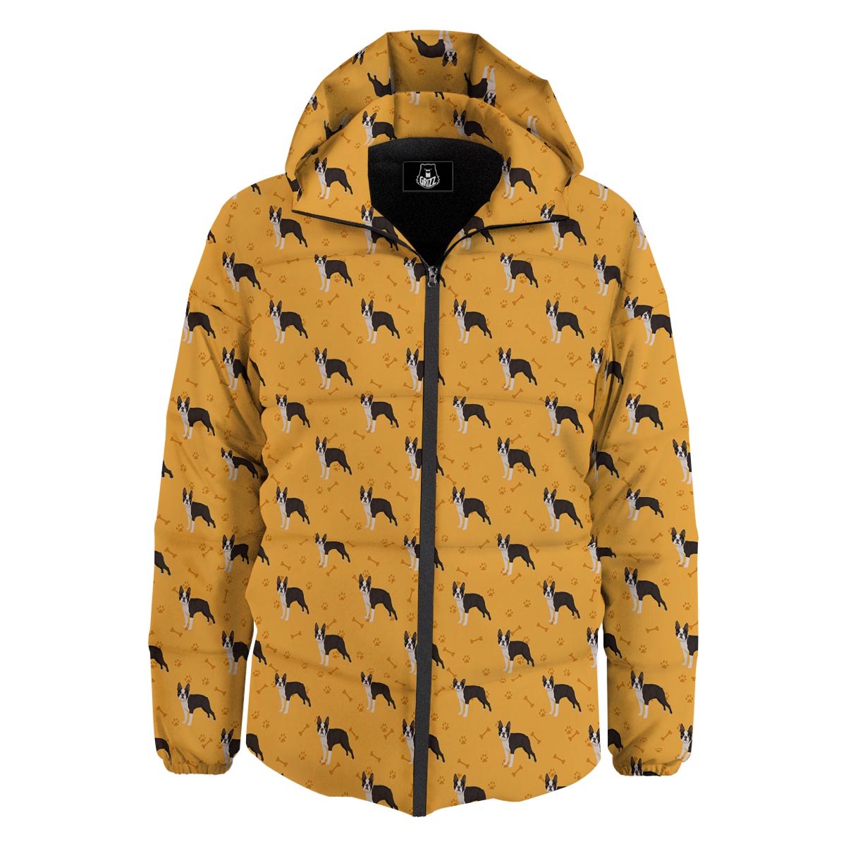 Boston Terrier Cartoon Print Pattern Down Jacket-grizzshop