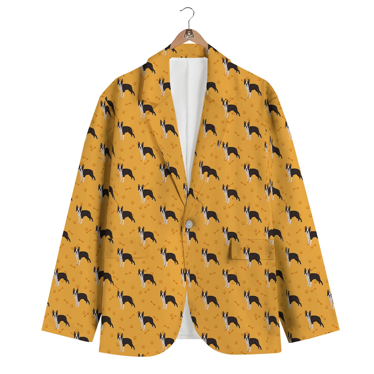 Boston Terrier Cartoon Print Pattern Men's Blazer-grizzshop