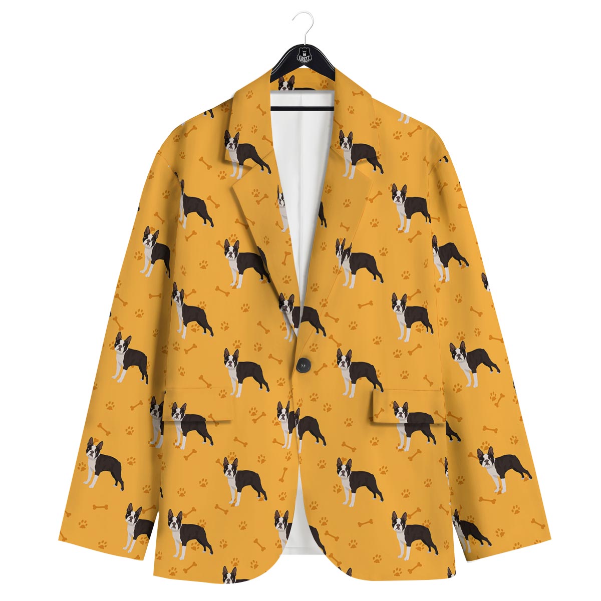 Boston Terrier Cartoon Print Pattern Men's Sport Coat-grizzshop