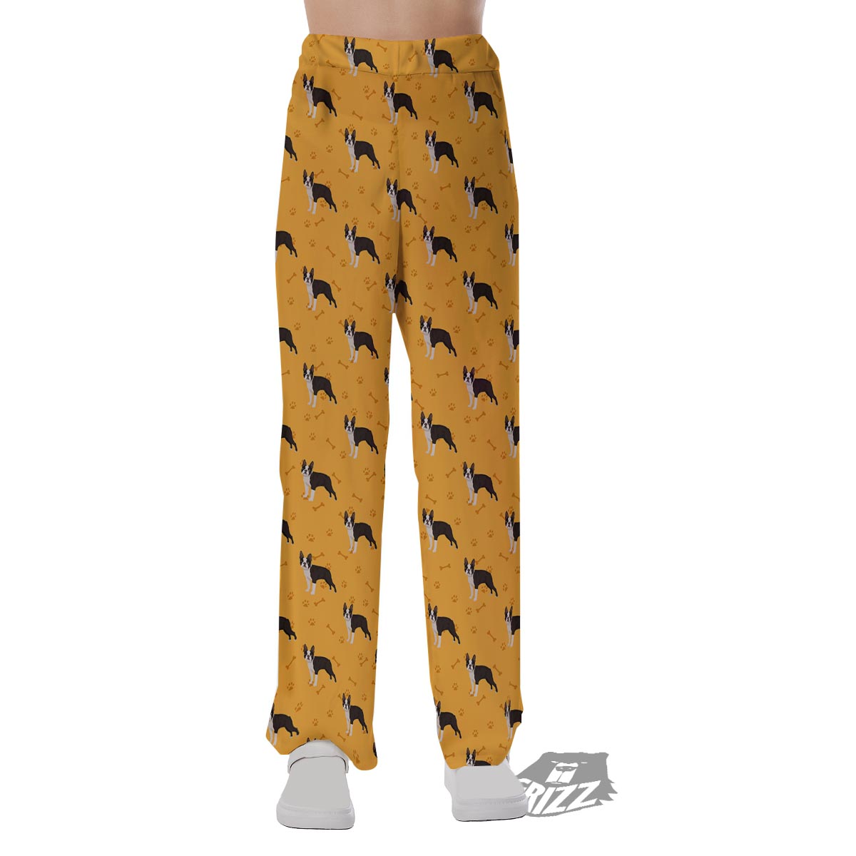 Boston Terrier Cartoon Print Pattern Pajama Pants-grizzshop