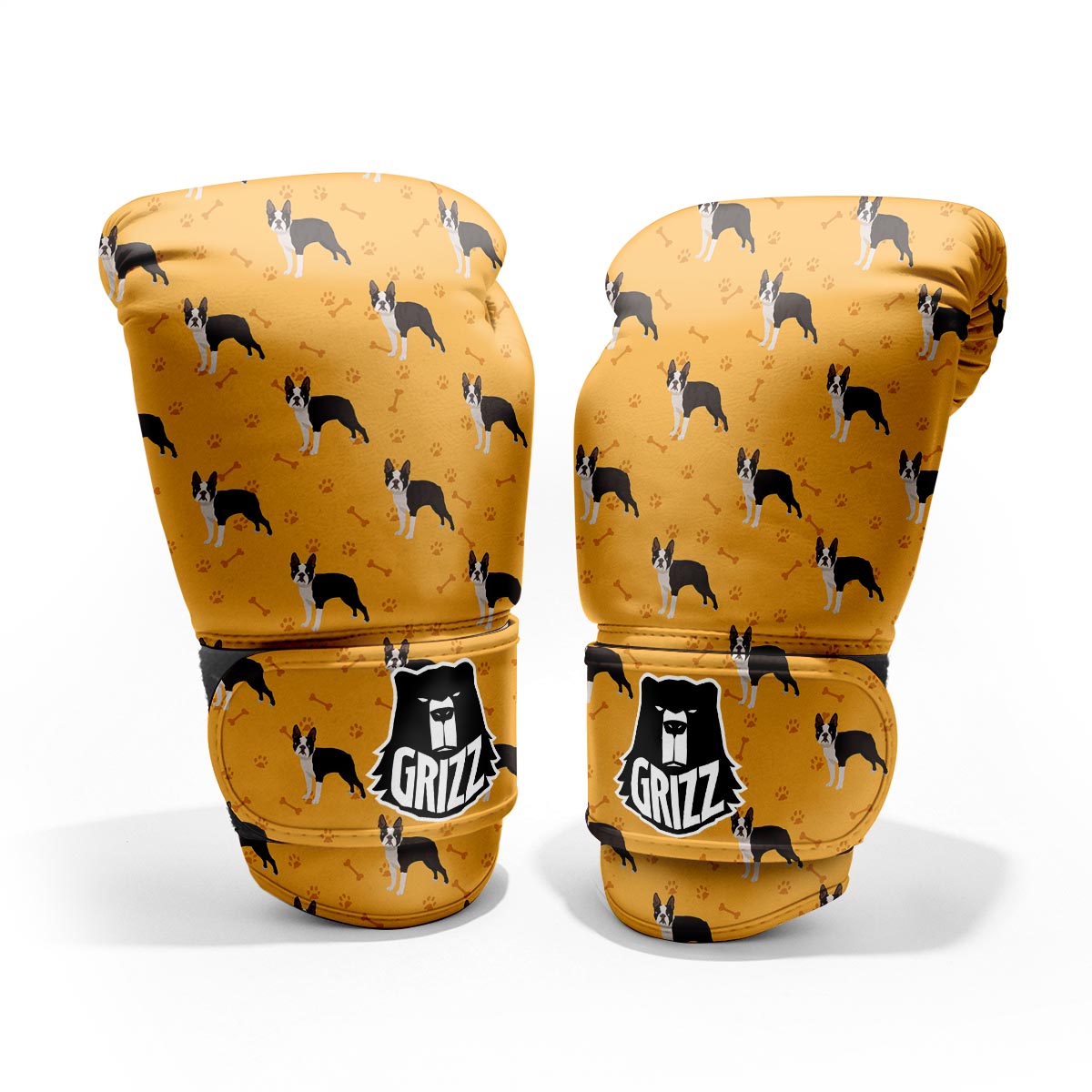 Boston Terrier Cartoon Print Pattern Pro Boxing Glove