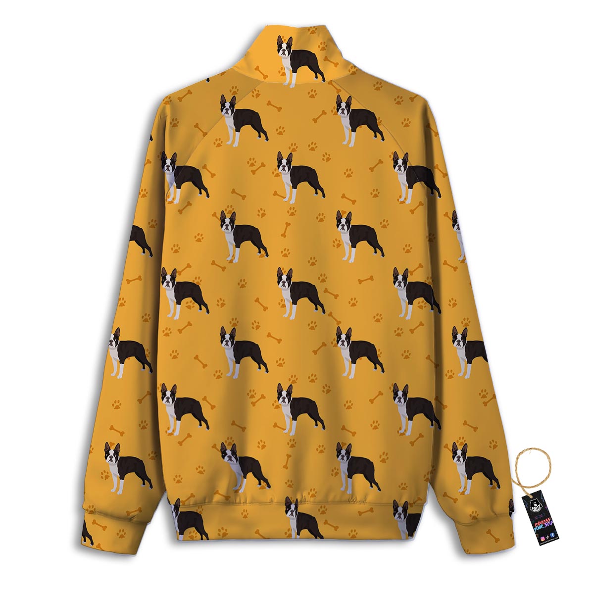 Boston Terrier Cartoon Print Pattern Track Jacket-grizzshop