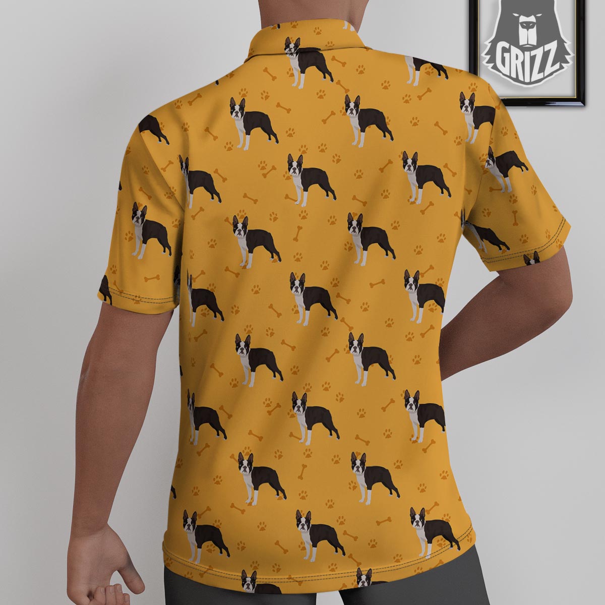 Boston Terrier Cartoon Print Pattern Untucked Shirts-grizzshop