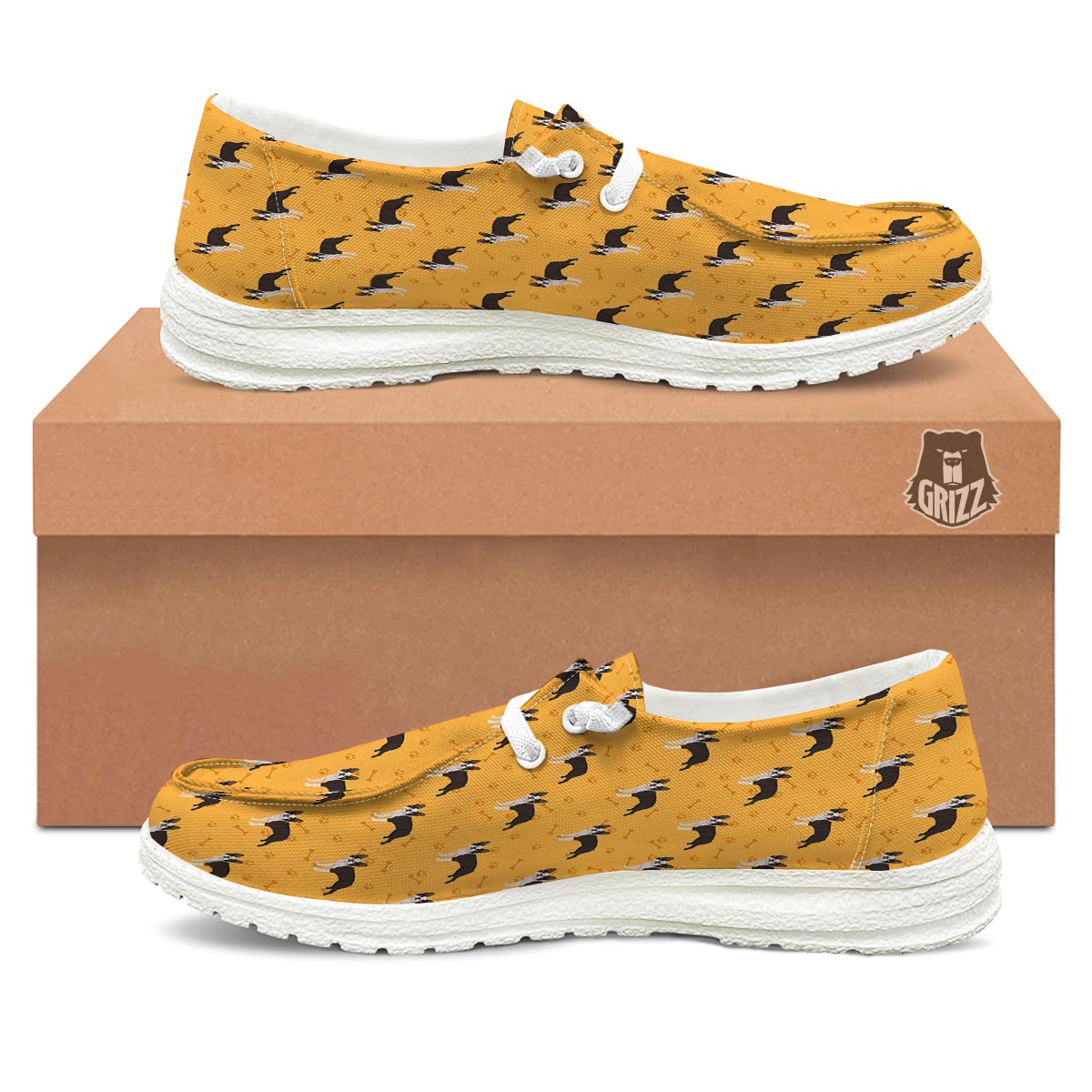 Boston Terrier Cartoon Print Pattern White Loafers-grizzshop