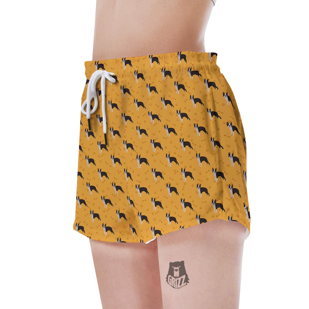 Boston Terrier Cartoon Print Pattern Women's Shorts-grizzshop