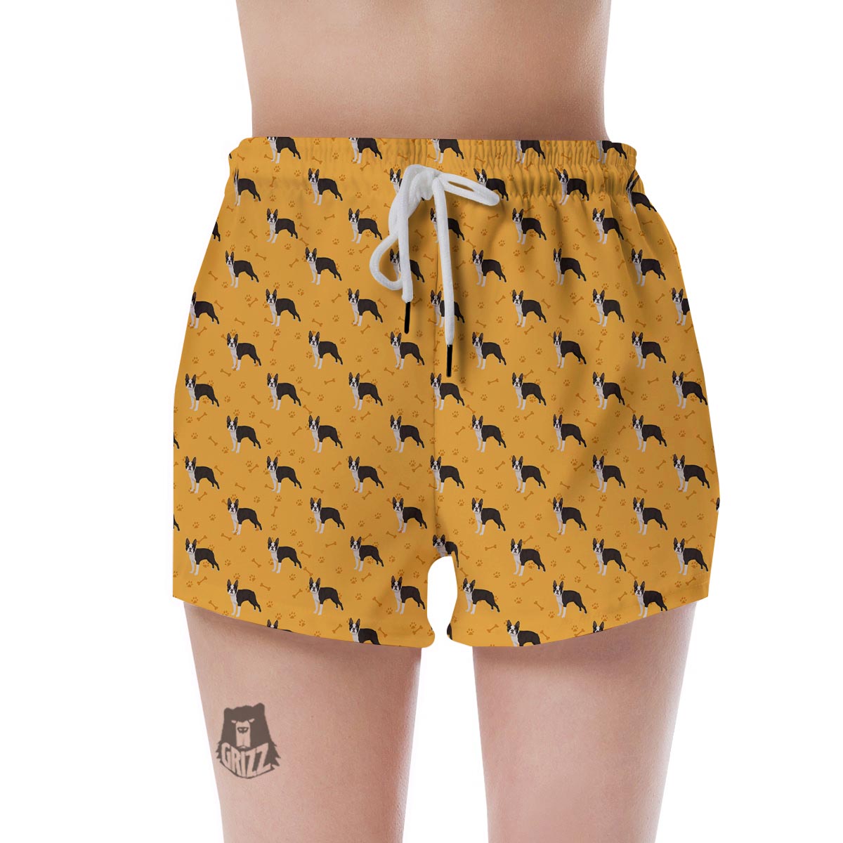 Boston Terrier Cartoon Print Pattern Women's Shorts-grizzshop