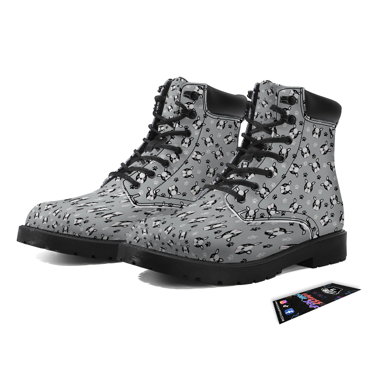 Boston Terrier Faces Cute Print Boots-grizzshop