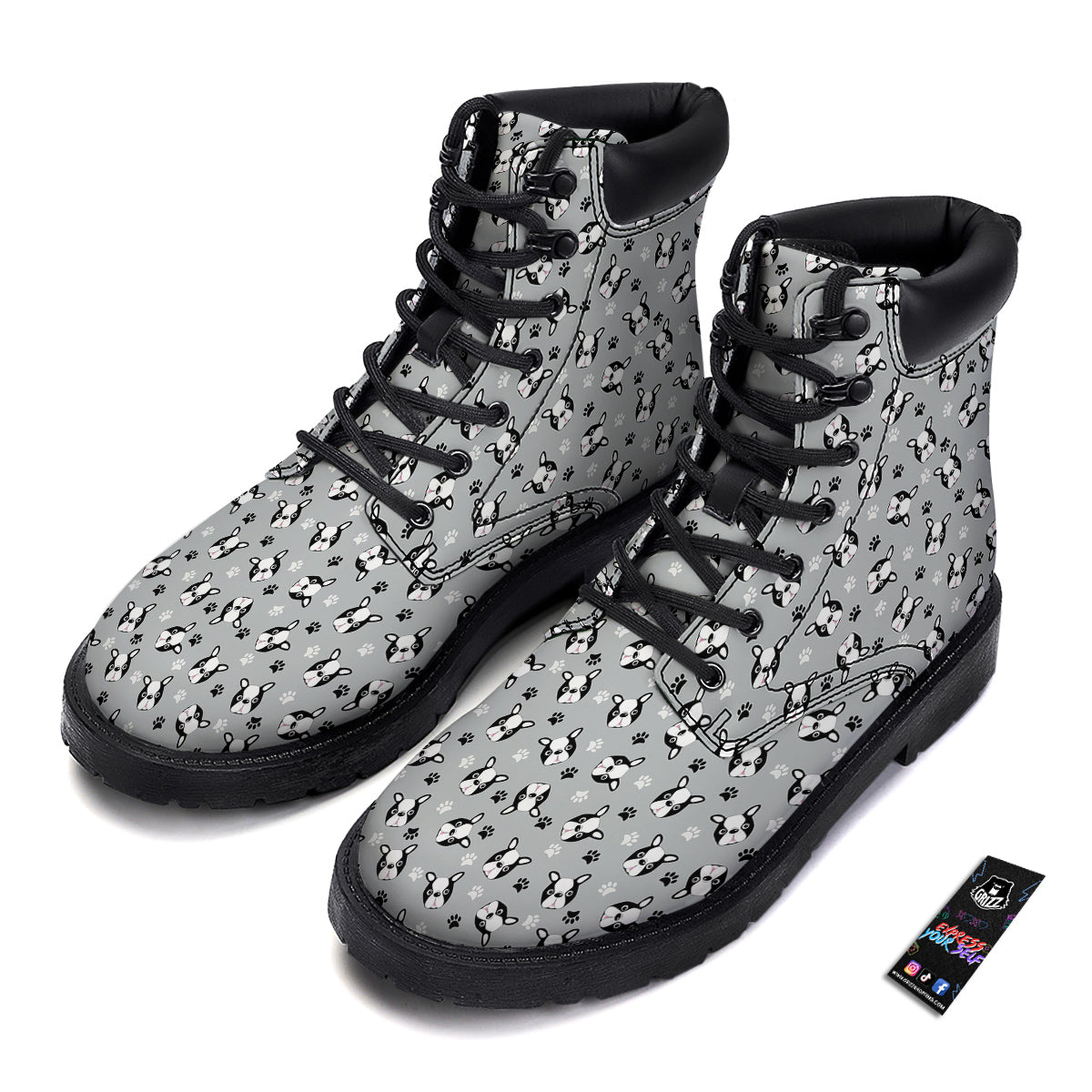 Boston Terrier Faces Cute Print Boots-grizzshop
