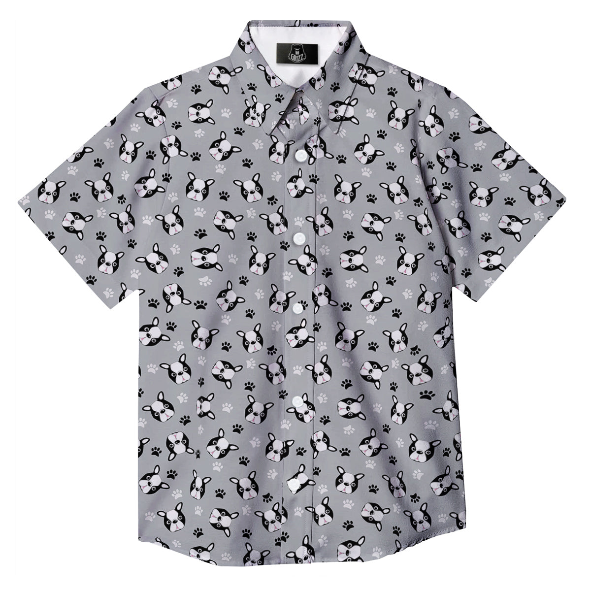 Boston Terrier Faces Cute Print Button Up Shirt-grizzshop