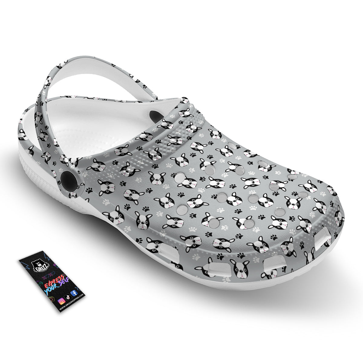 Boston Terrier Faces Cute Print Clog-grizzshop