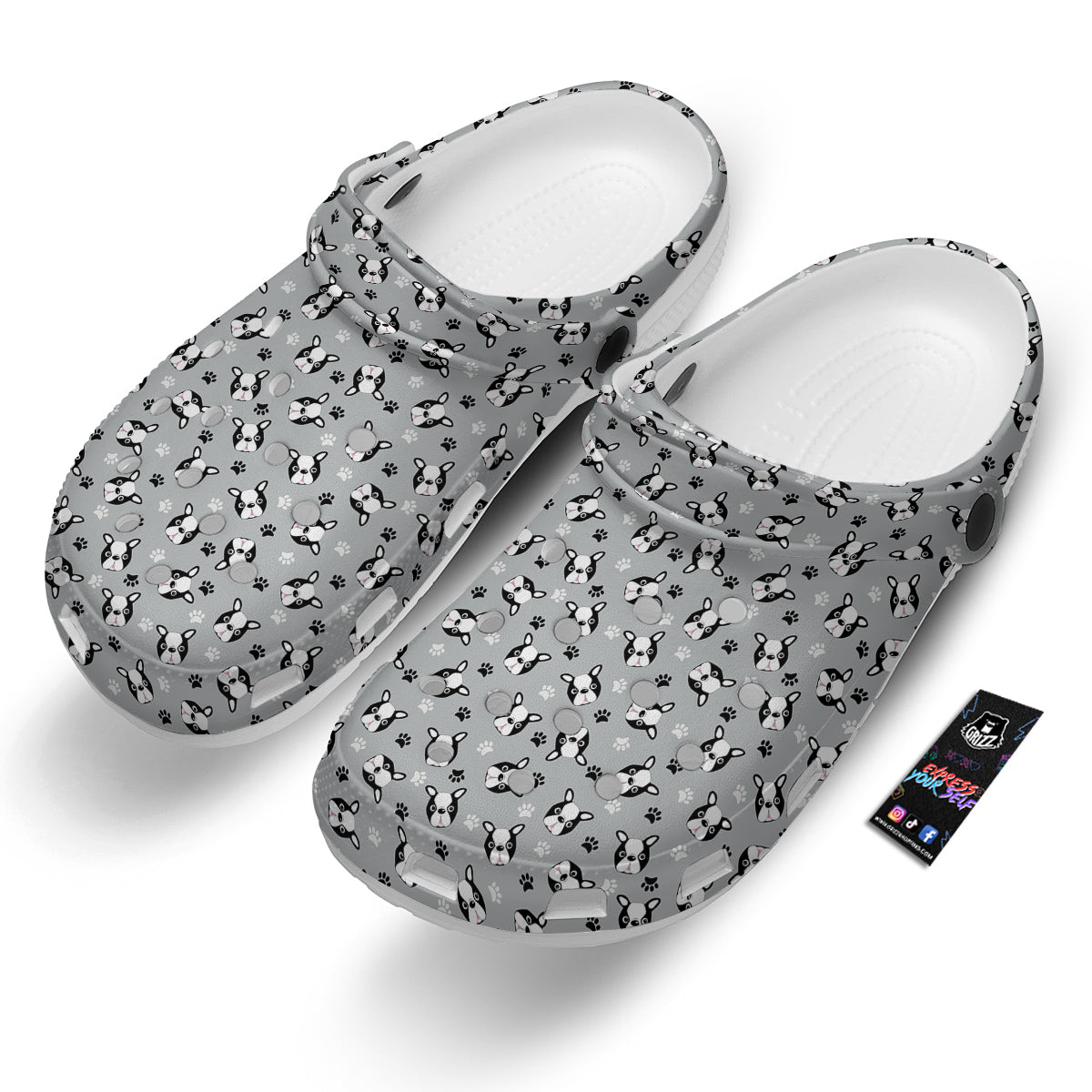 Boston Terrier Faces Cute Print Clog-grizzshop