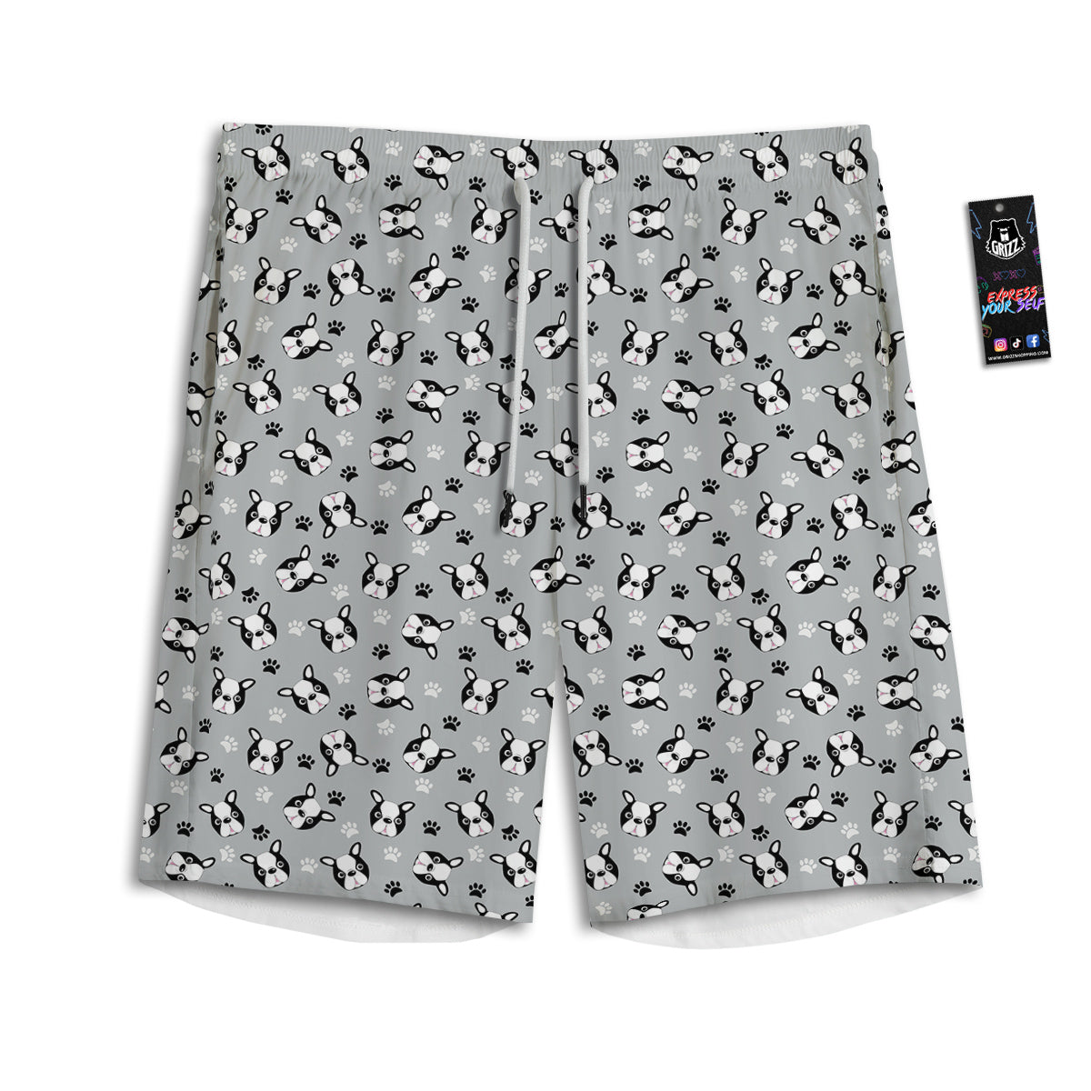 Boston Terrier Faces Cute Print Men's Athletic Shorts