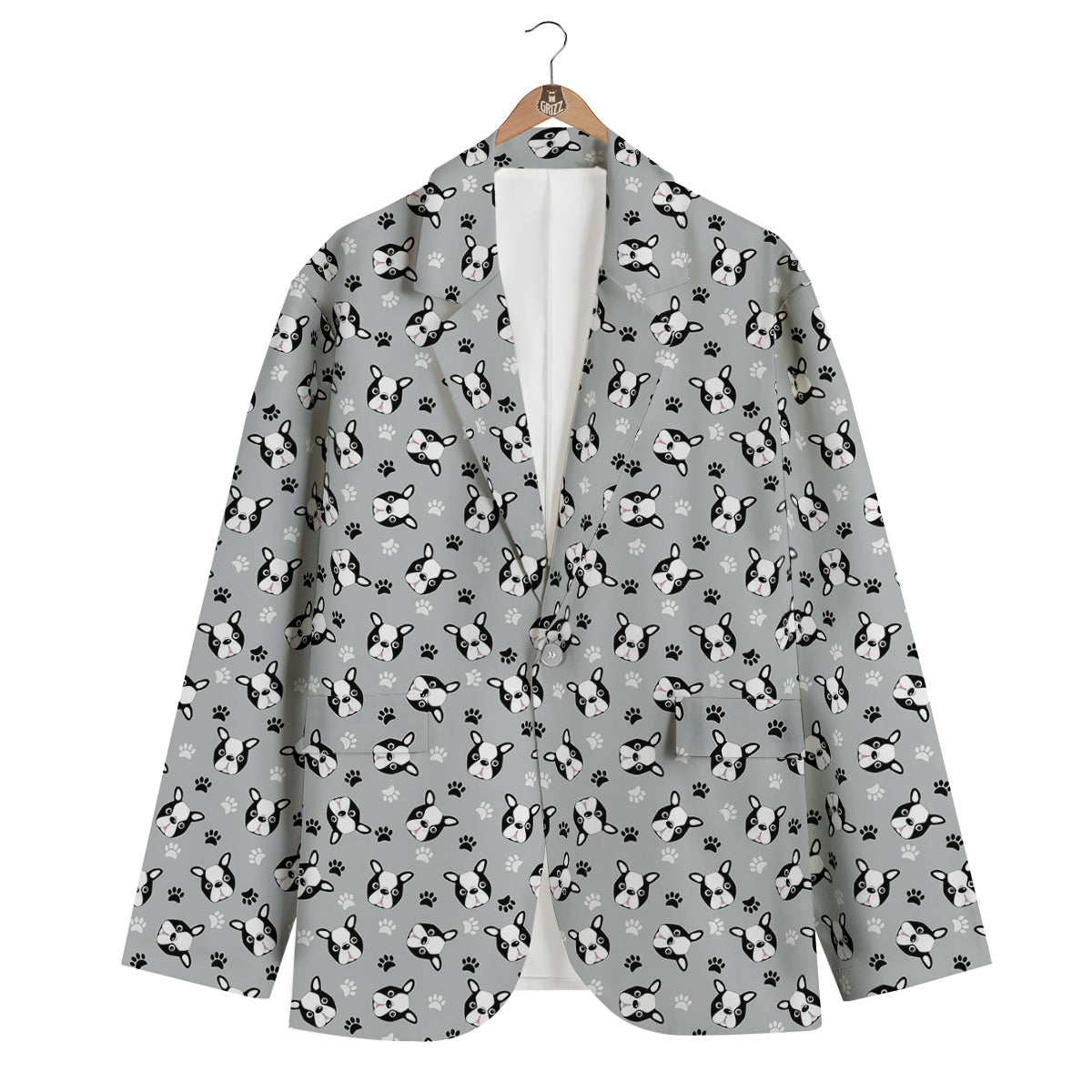 Boston Terrier Faces Cute Print Men's Blazer-grizzshop