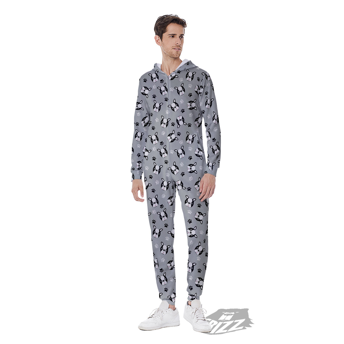 Boston Terrier Faces Cute Print Men's Jumpsuit-grizzshop