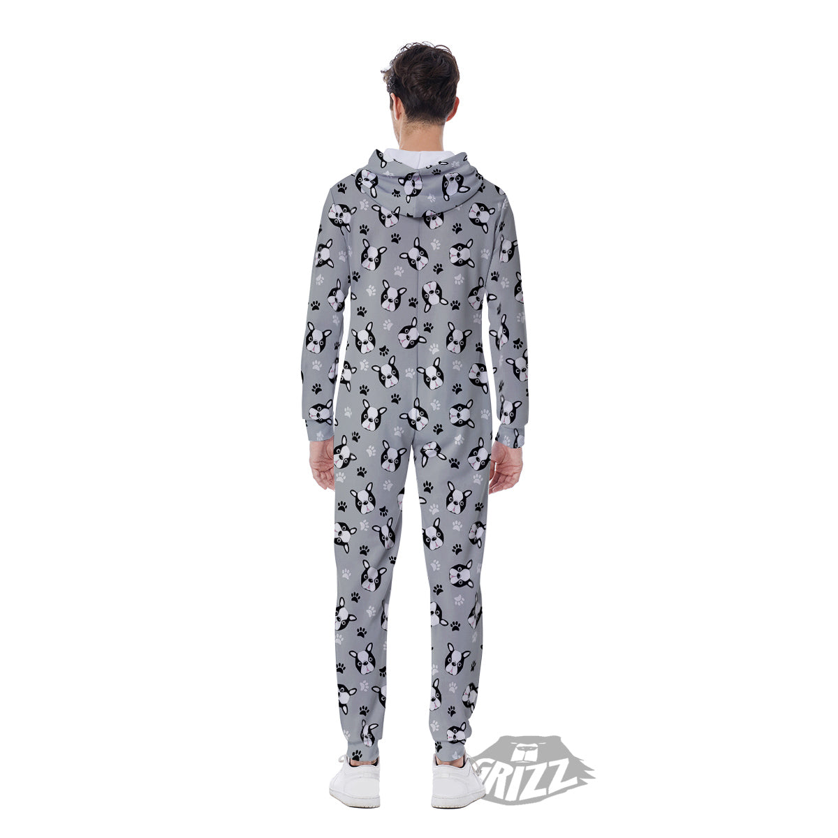 Boston Terrier Faces Cute Print Men's Jumpsuit-grizzshop