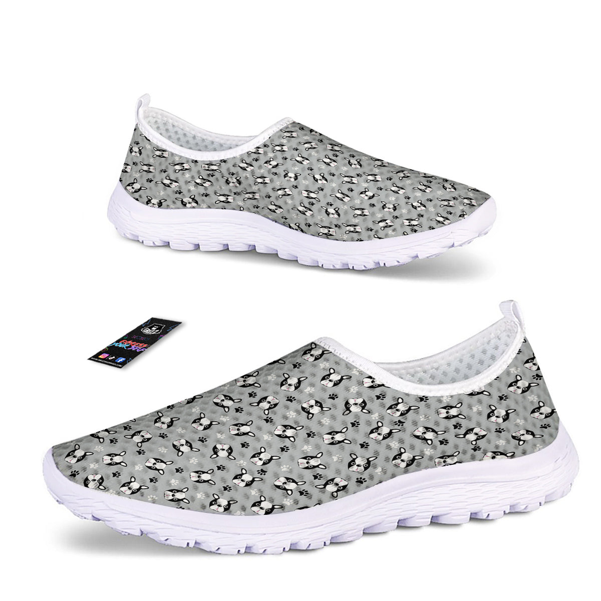 Boston Terrier Faces Cute Print Nurse Shoes-grizzshop