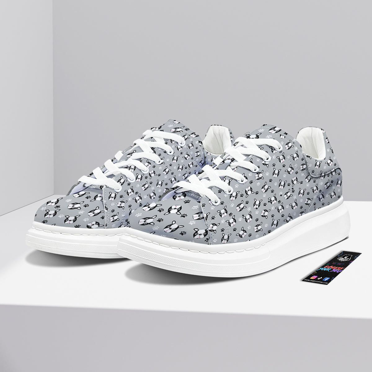 Boston Terrier Faces Cute Print Platform Shoes-grizzshop