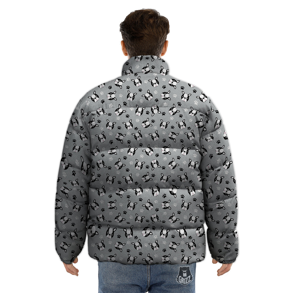 Boston Terrier Faces Cute Print Puffer Jacket-grizzshop