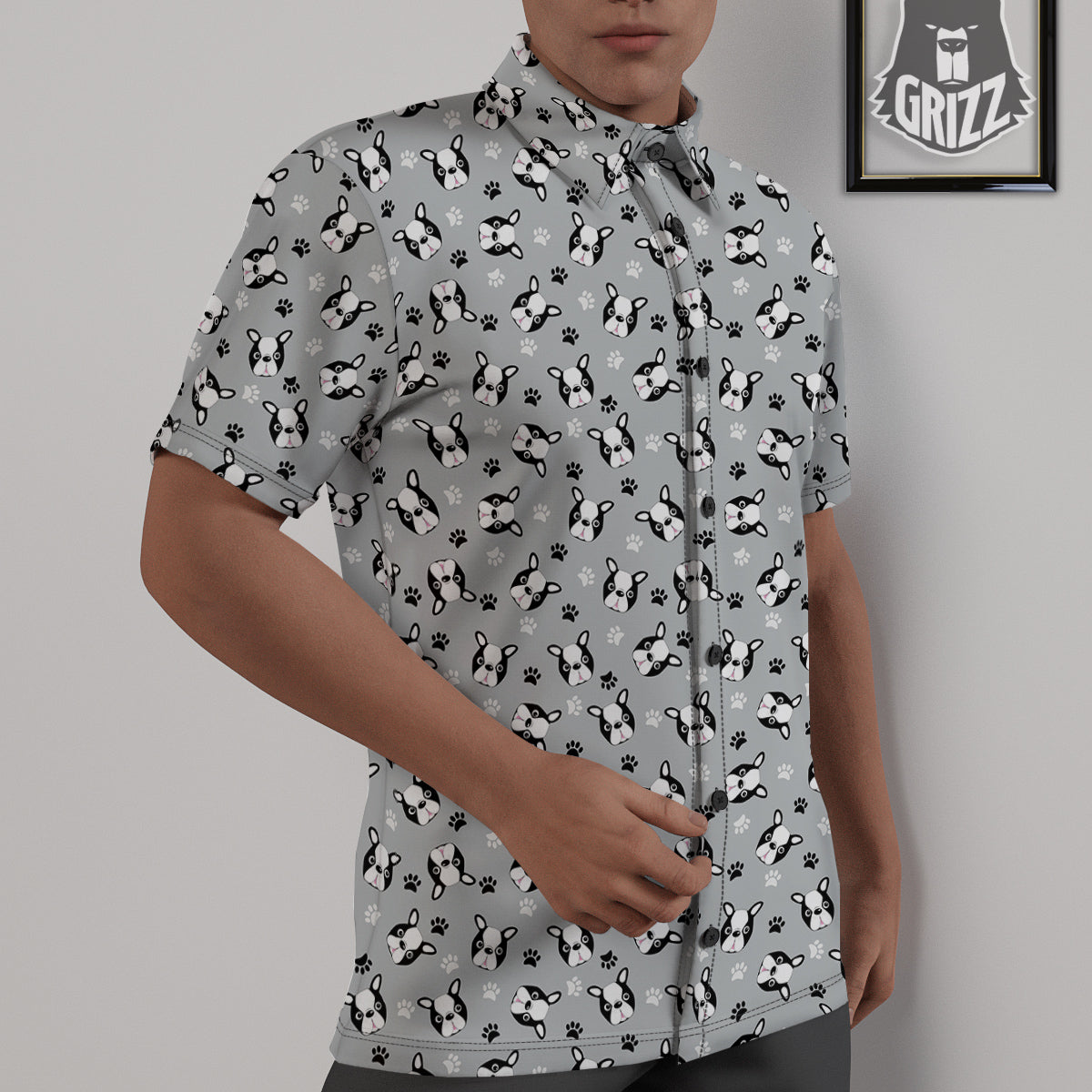 Boston Terrier Faces Cute Print Untucked Shirts-grizzshop