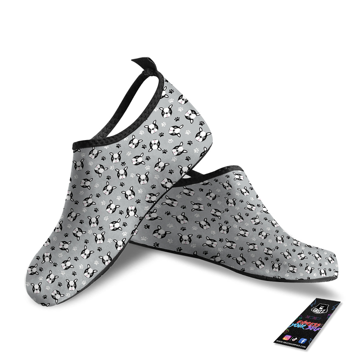 Boston Terrier Faces Cute Print Water Shoes-grizzshop