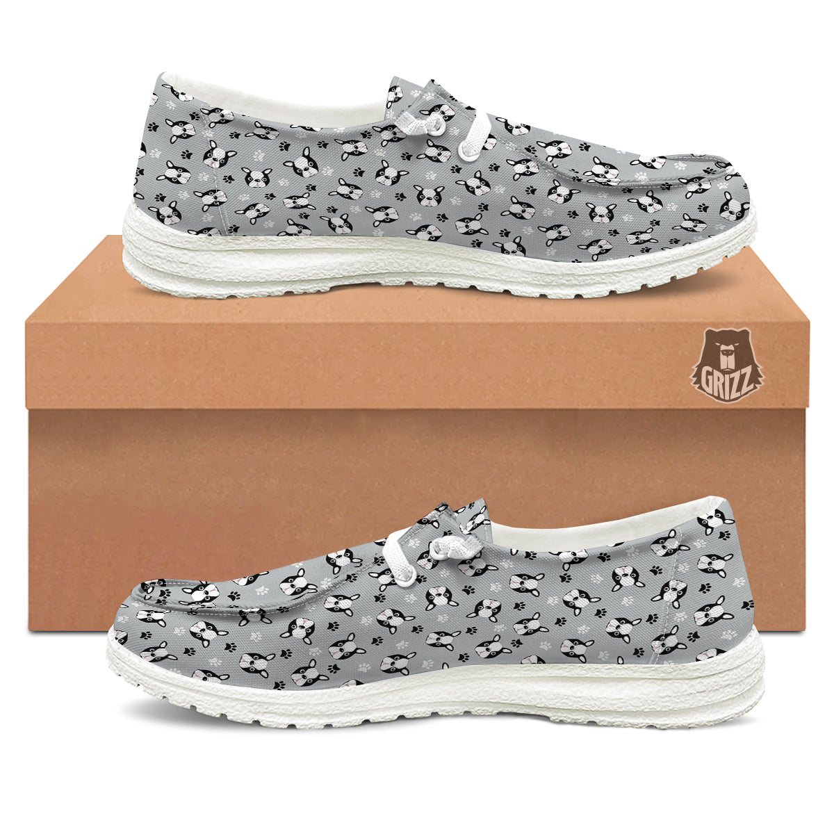 Boston Terrier Faces Cute Print White Loafers-grizzshop