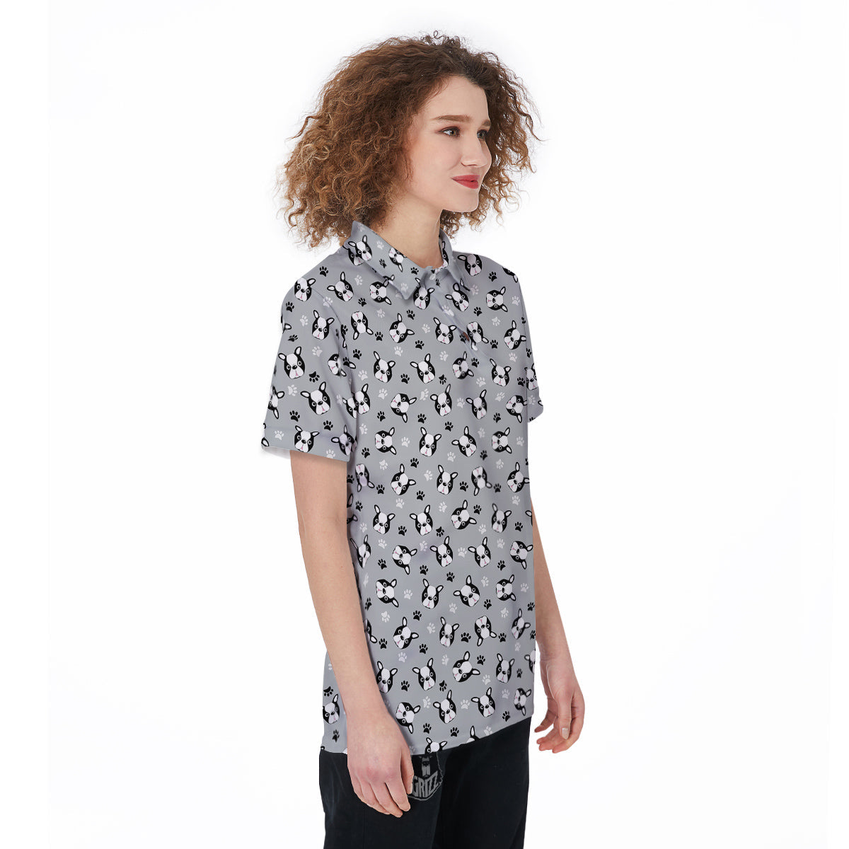 Boston Terrier Faces Cute Print Women's Golf Shirts-grizzshop