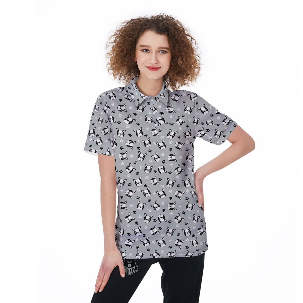 Boston Terrier Faces Cute Print Women's Golf Shirts-grizzshop